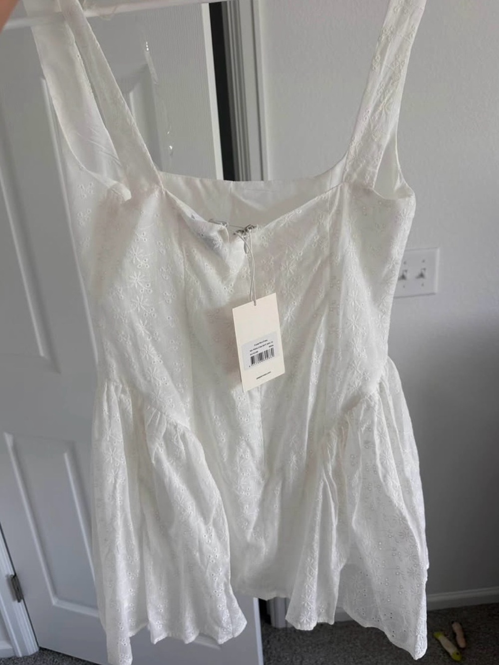 Peppermayo White Square-Neck Eyelet Mini - Picture 4 of 5